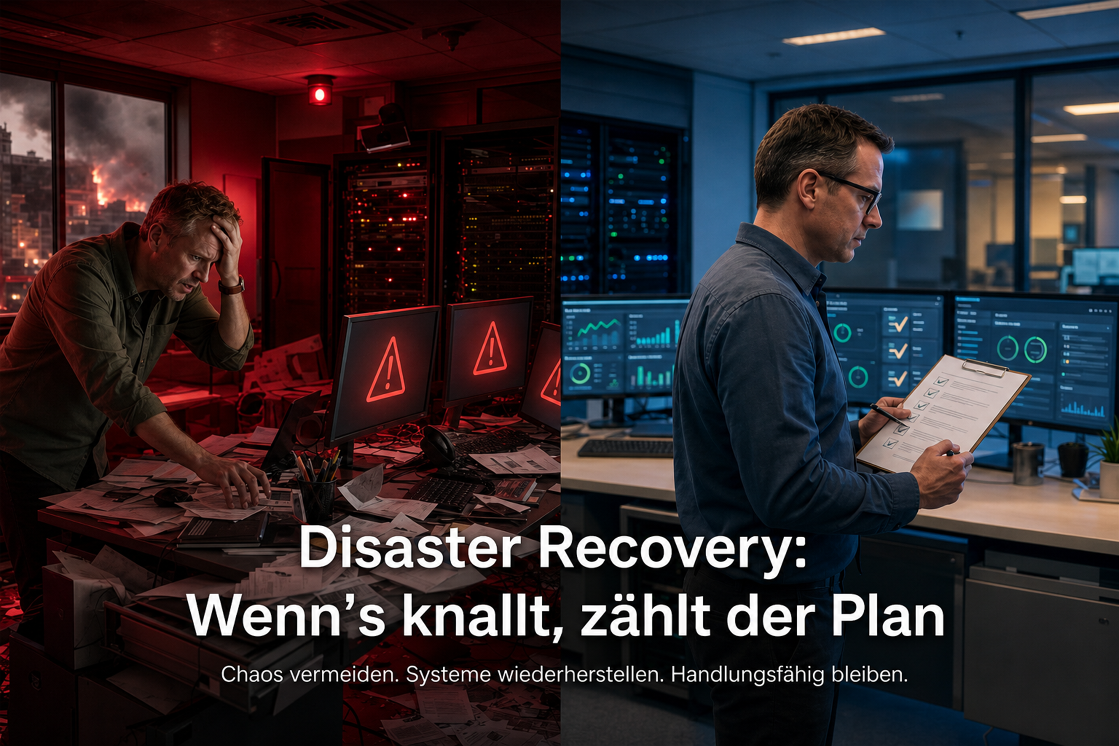 Disaster Recovery: Chaos ohne DR-Plan und kontrollierte Wiederherstellung mit Plan